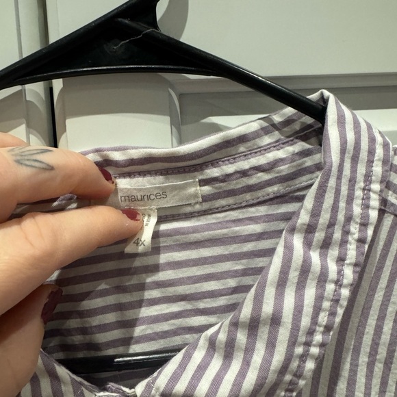 Maurices Lavender and White Striped Blouse - Picture 2 of 3